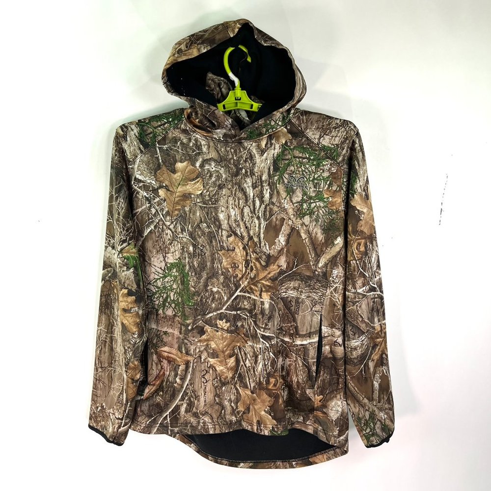 Realtree Edge Camo Hooded Sweatshirt Jacket Distressed Mens Size XL Camo Wioth B